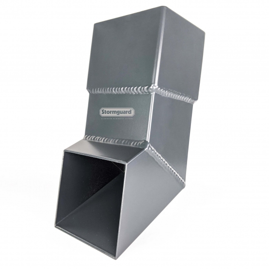 Dark grey, welded collar rainwater shoe to suit 4x3" rectangular aluminium downpipe