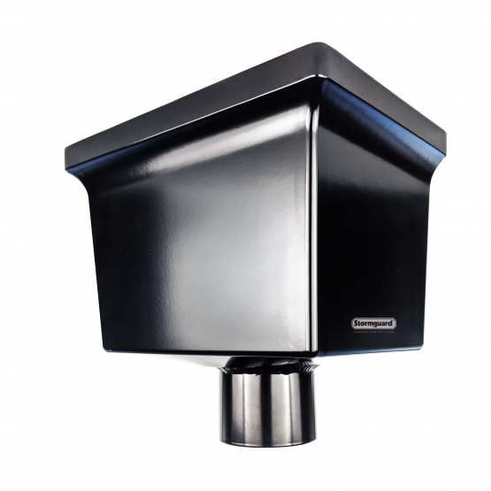 Black universal hopper to suit 63mm diameter aluminium rainwater downpipe